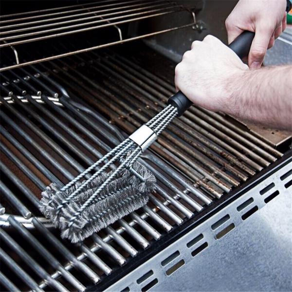 Barbecue grill accessory set including heat-resistant gloves and long handle brush
