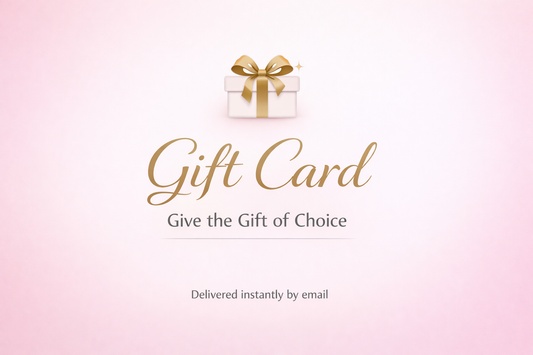Gift card with a gold bow on a pink gradient background