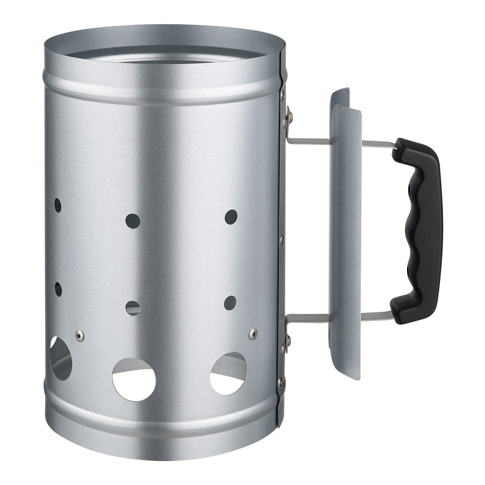 Heavy-duty charcoal chimney starter for outdoor BBQ grilling with 4 lb capacity