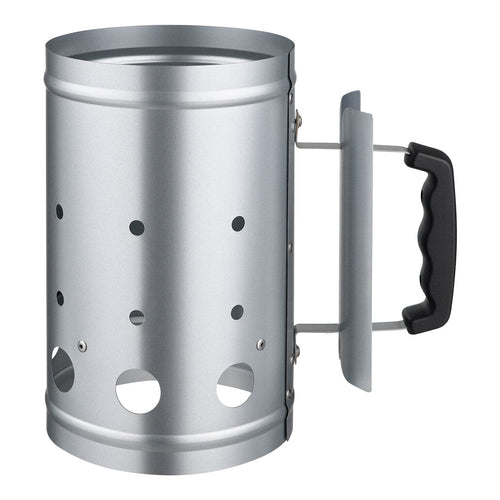 Heavy-duty charcoal chimney starter for outdoor BBQ grilling with 4 lb capacity