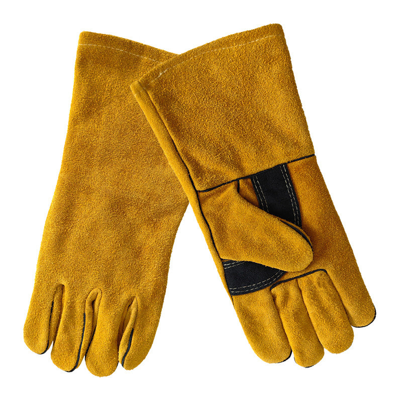 Pair of heavy-duty outdoor camping and BBQ gloves with heat insulation and non-slip design.