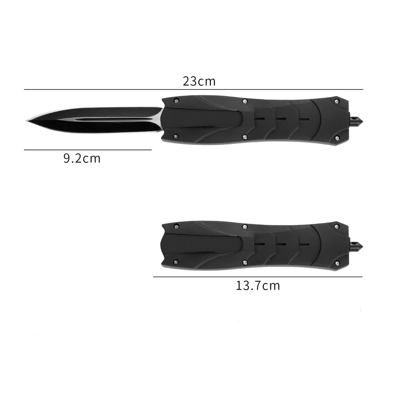Folded portable pocket knife with belt clip for camping and outdoor grilling.
