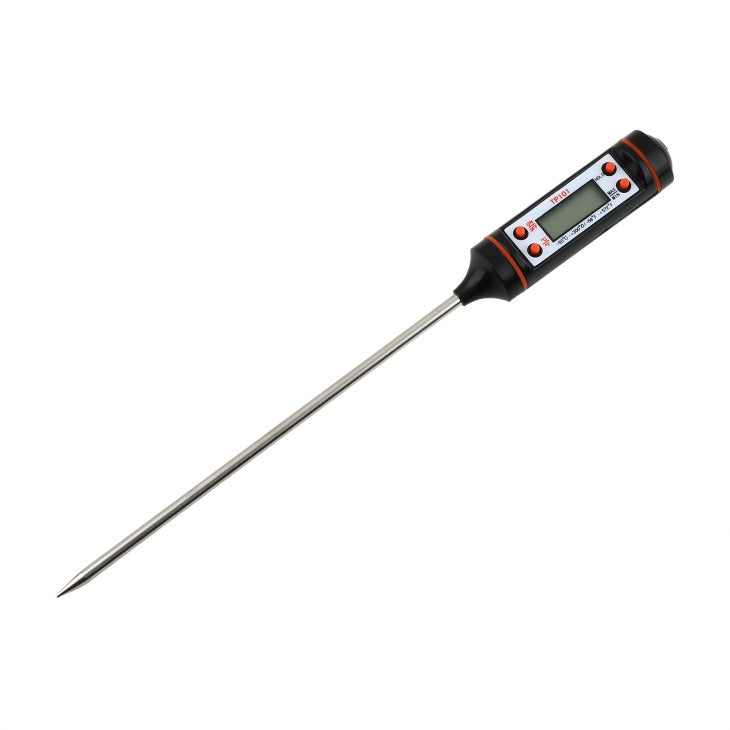 BBQ temperature probe close-up with stainless steel sensor for precise meat temperature readings