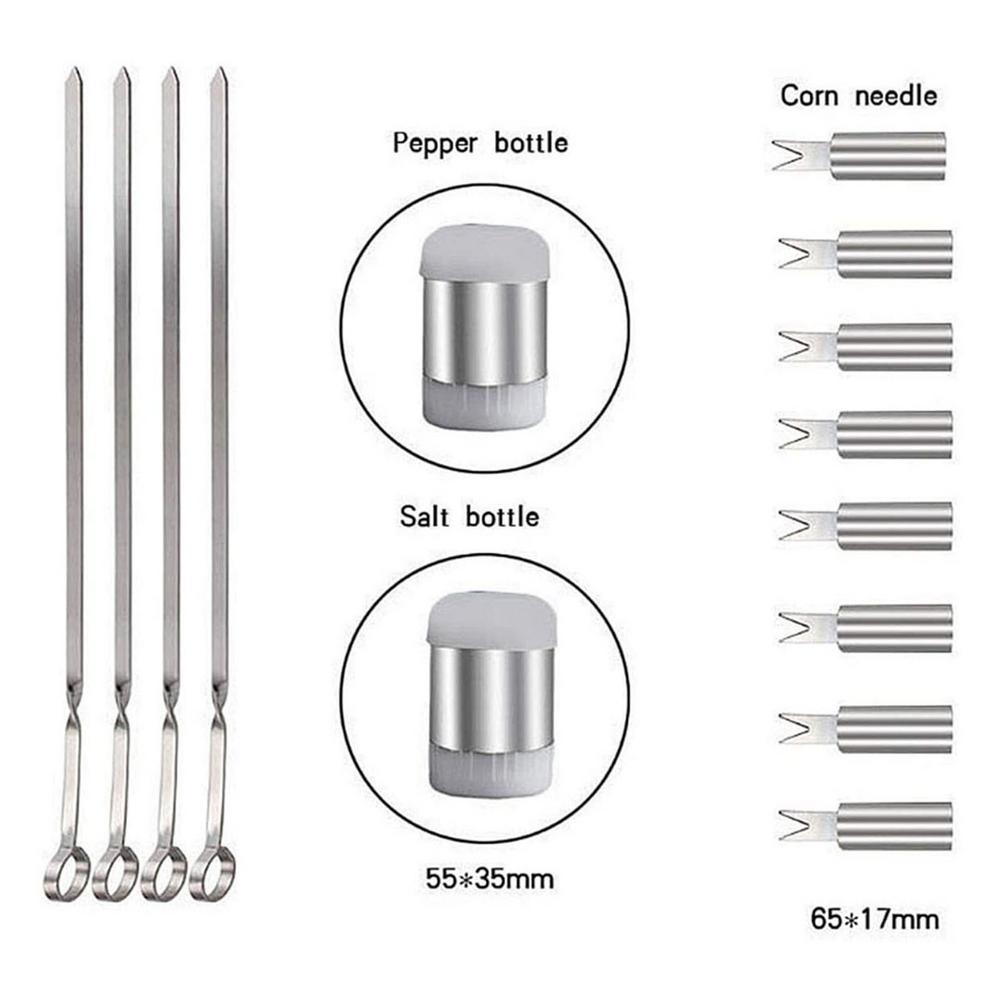 Ergonomic handle detail of stainless steel BBQ grilling tools in 25-piece set