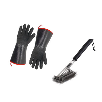 BBQ barbecue gloves and 18-inch barbecue brush set for grilling tools