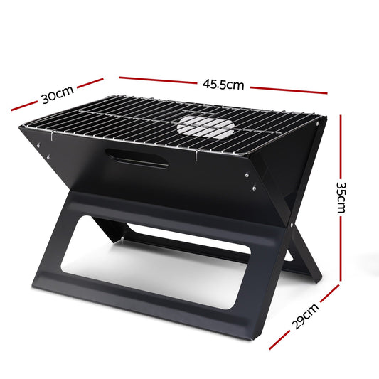 Grillz portable charcoal BBQ grill and smoker foldable for outdoor cooking